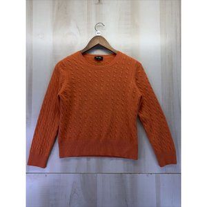 Vanilla Teen/Girls XL Orange Cable Knit 100%  Cashmere Sweater-7872